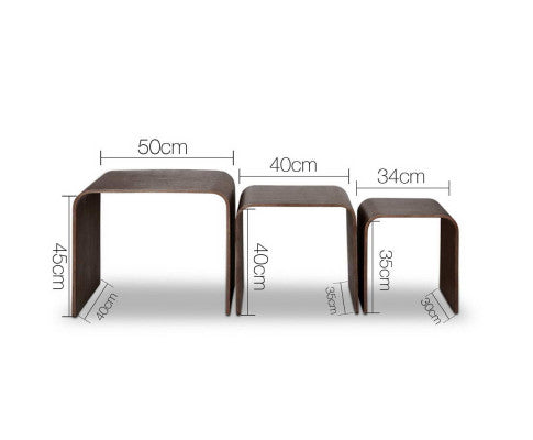 SET OF 3 NESTING TABLES - WALNUT COLOUR