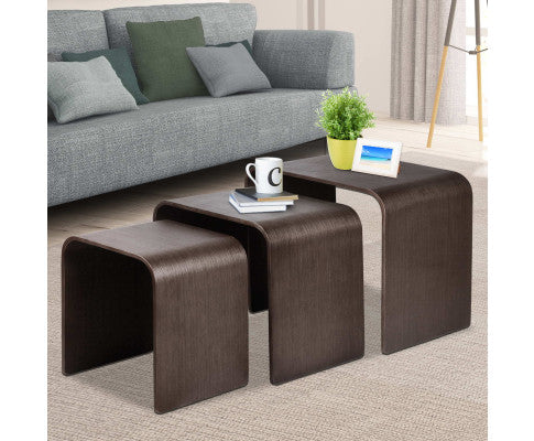 SET OF 3 NESTING TABLES - WALNUT COLOUR