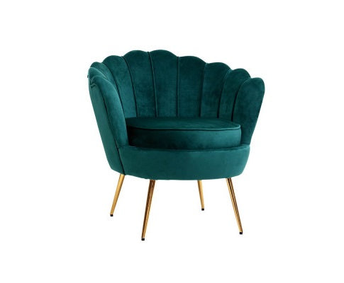 ARM CHAIR RETRO SHELL VELVET GREEN