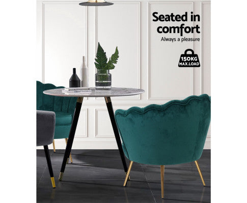 ARM CHAIR RETRO SHELL VELVET GREEN