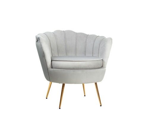 ARM CHAIR RETRO SHELL VELVET GREY
