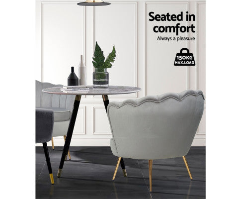 ARM CHAIR RETRO SHELL VELVET GREY