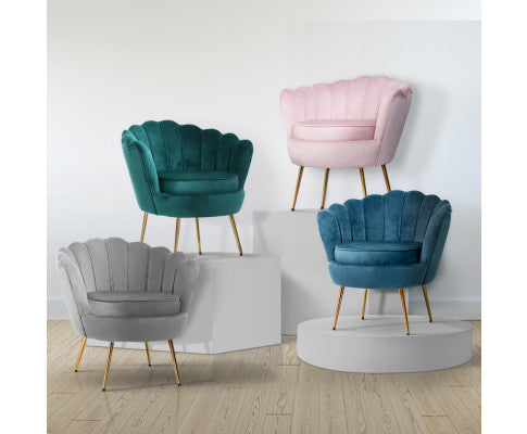 ARM CHAIR RETRO SHELL VELVET GREY