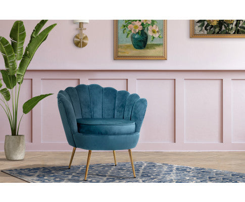 ARM CHAIR RETRO SHELL VELVET NAVY