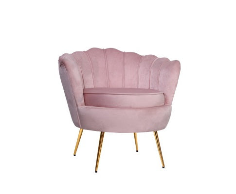 ARM CHAIR RETRO SHELL VELVET PINK