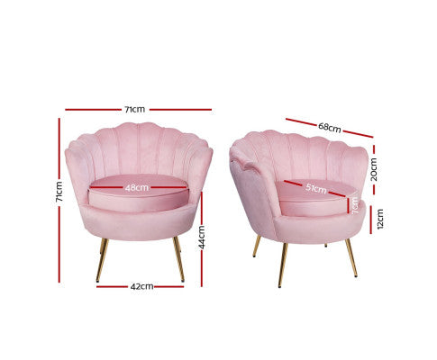 ARM CHAIR RETRO SHELL VELVET PINK