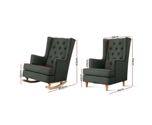 GAIA ROCKING ARMCHAIR - FEEDING CHAIR CHARCOAL