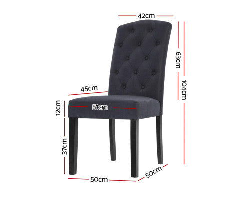 FRENCH PROVINCIAL FABRIC DINING CHAIR - SET OF 2 GREY