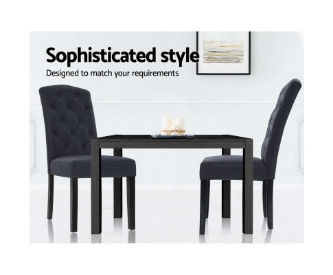 FRENCH PROVINCIAL FABRIC DINING CHAIR - SET OF 2 GREY