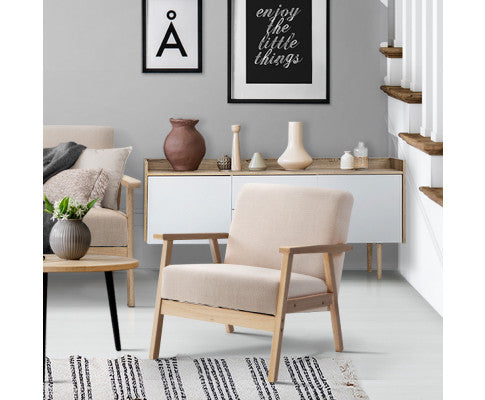 SKANE ARM CHAIR FABRIC - BEIGE