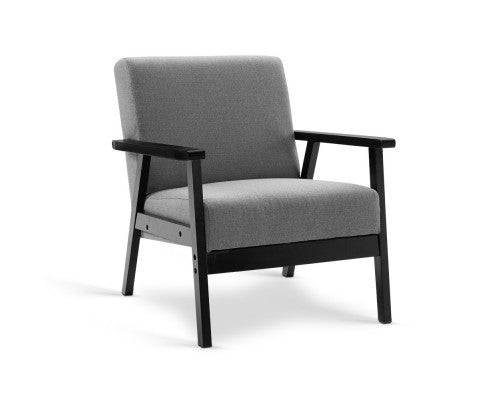 SKANE ARM CHAIR FABRIC - BLACK & GREY