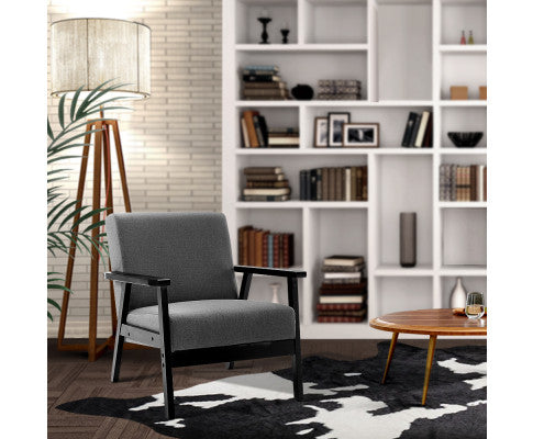 SKANE ARM CHAIR FABRIC - BLACK & GREY