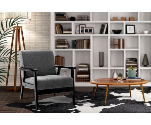 SKANE ARM CHAIR FABRIC - BLACK & GREY