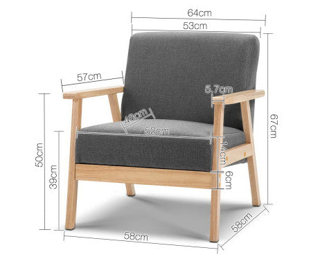 SKANE ARM CHAIR FABRIC - GREY