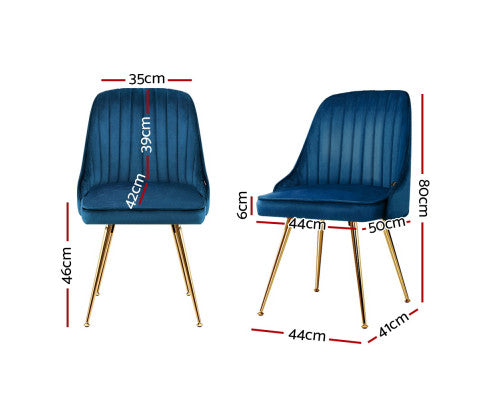 RETRO VELVET DINING CHAIR - BLUE (SET OF 2)