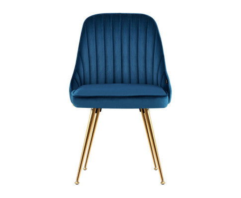 RETRO VELVET DINING CHAIR - BLUE (SET OF 2)