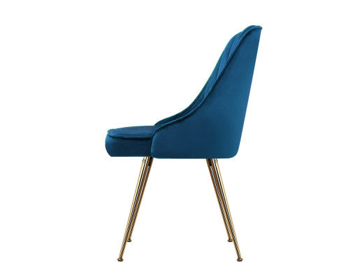 RETRO VELVET DINING CHAIR - BLUE (SET OF 2)