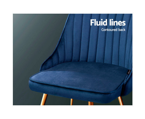 RETRO VELVET DINING CHAIR - BLUE (SET OF 2)