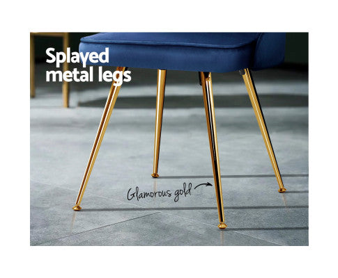 RETRO VELVET DINING CHAIR - BLUE (SET OF 2)