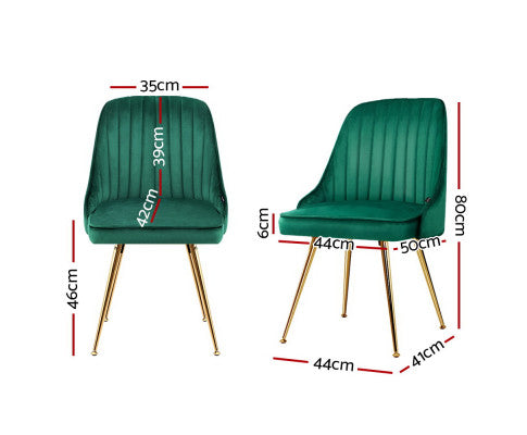RETRO VELVET DINING CHAIR - GREEN (SET OF 2)