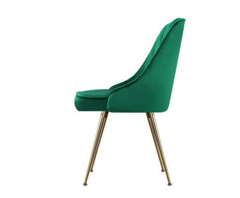 RETRO VELVET DINING CHAIR - GREEN (SET OF 2)