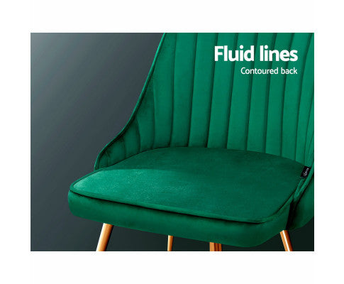 RETRO VELVET DINING CHAIR - GREEN (SET OF 2)