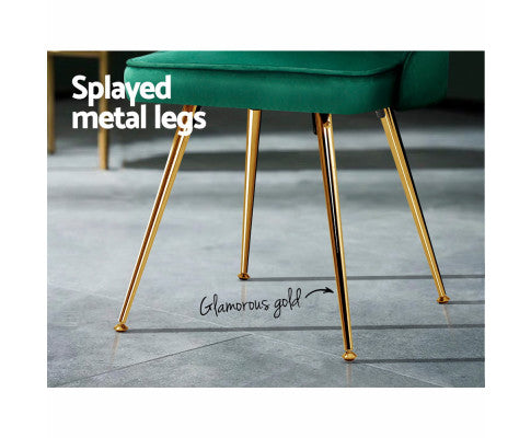 RETRO VELVET DINING CHAIR - GREEN (SET OF 2)