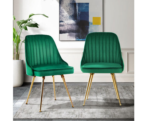 RETRO VELVET DINING CHAIR - GREEN (SET OF 2)