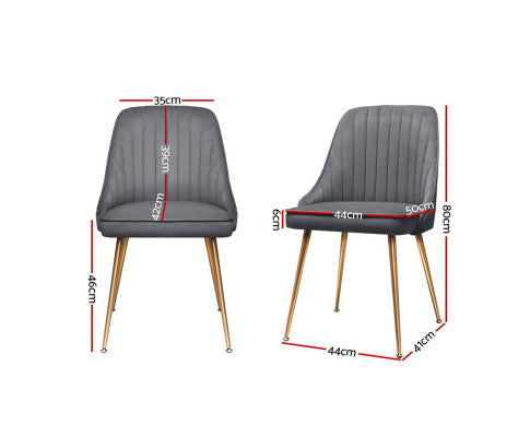 RETRO VELVET DINING CHAIR - GREY (SET OF 2)