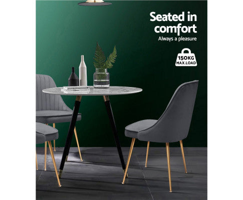 RETRO VELVET DINING CHAIR - GREY (SET OF 2)