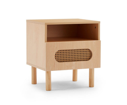 RATTAN BEDSIDE TABLE IN MAPLE