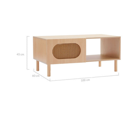 RATTAN COFFEE TABLE IN MAPLE
