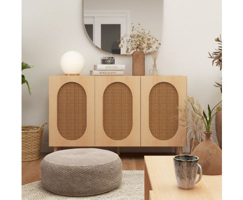 RATTAN SIDEBOARD IN MAPLE - 3 DOOR
