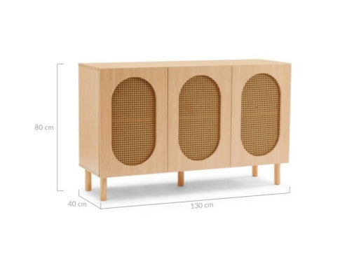 RATTAN SIDEBOARD IN MAPLE - 3 DOOR
