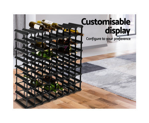72 BOTTLE TIMBER WINE RACK - CELLAR BLACK