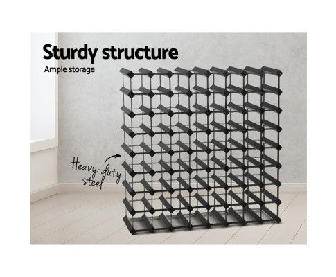 72 BOTTLE TIMBER WINE RACK - CELLAR BLACK