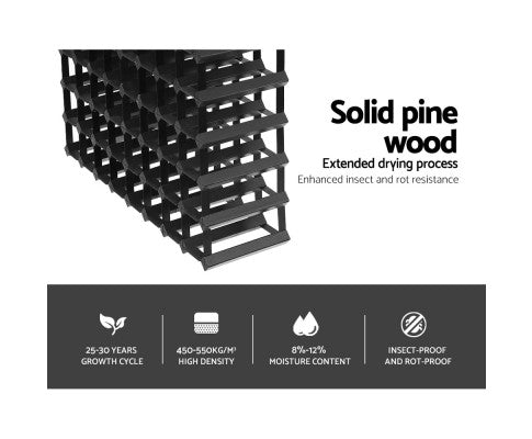 72 BOTTLE TIMBER WINE RACK - CELLAR BLACK