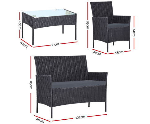 4PCE WICKER OUTDOOR SETTING
