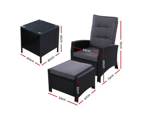 WICKER LOUNGE PATIO SET