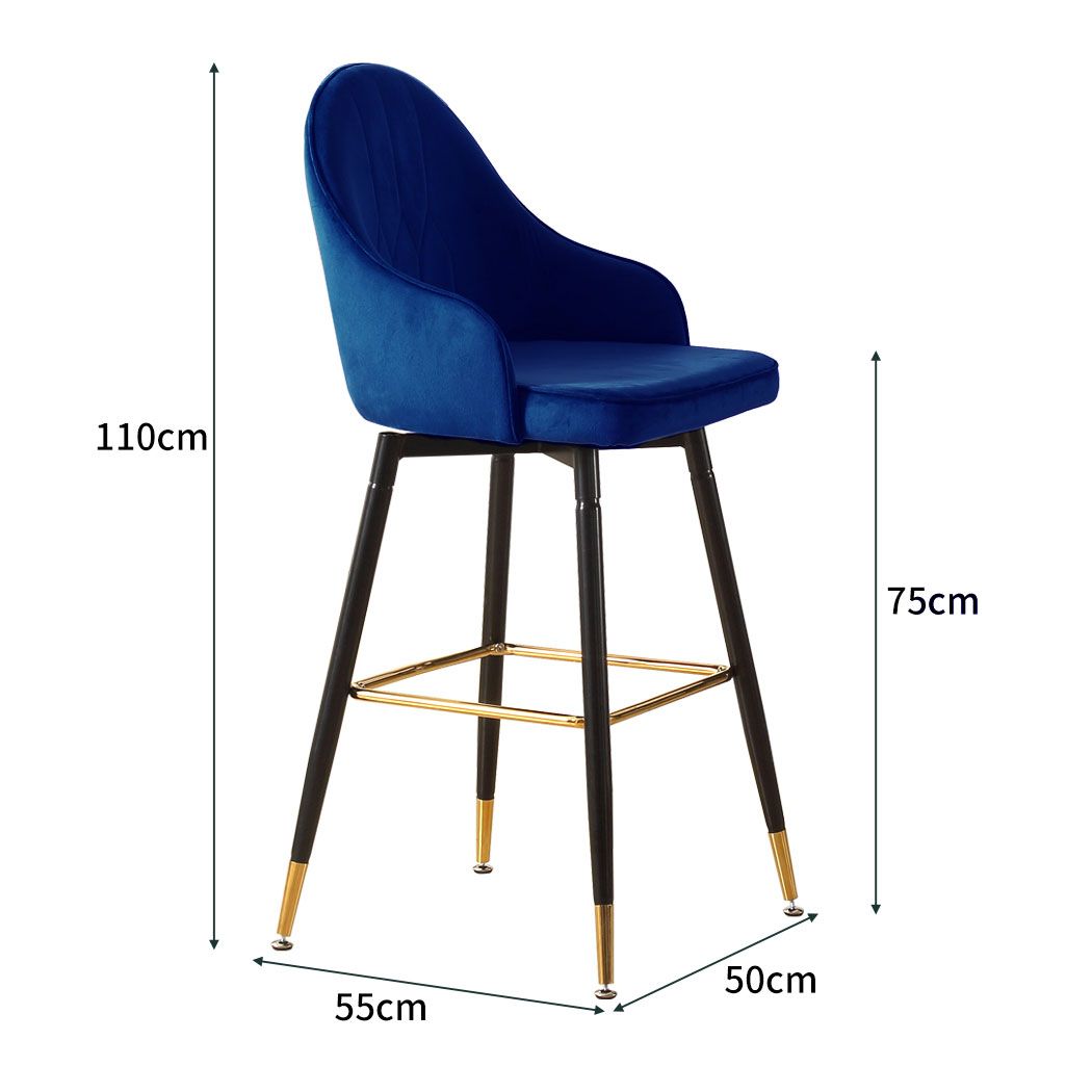 VINTAGE BLUE SWIVEL BAR STOOLS - SET OF 2