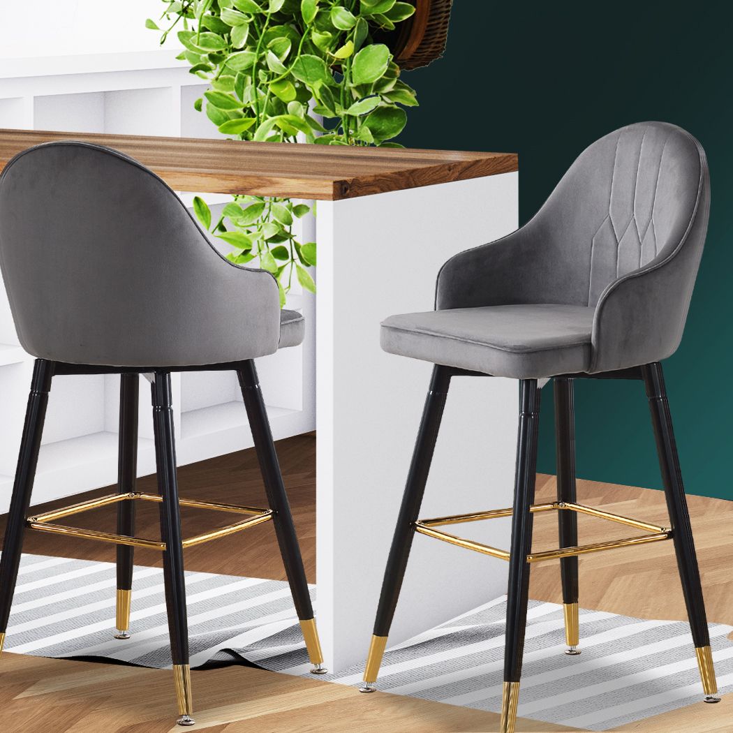 VINTAGE GREY SWIVEL BAR STOOLS - SET OF 2
