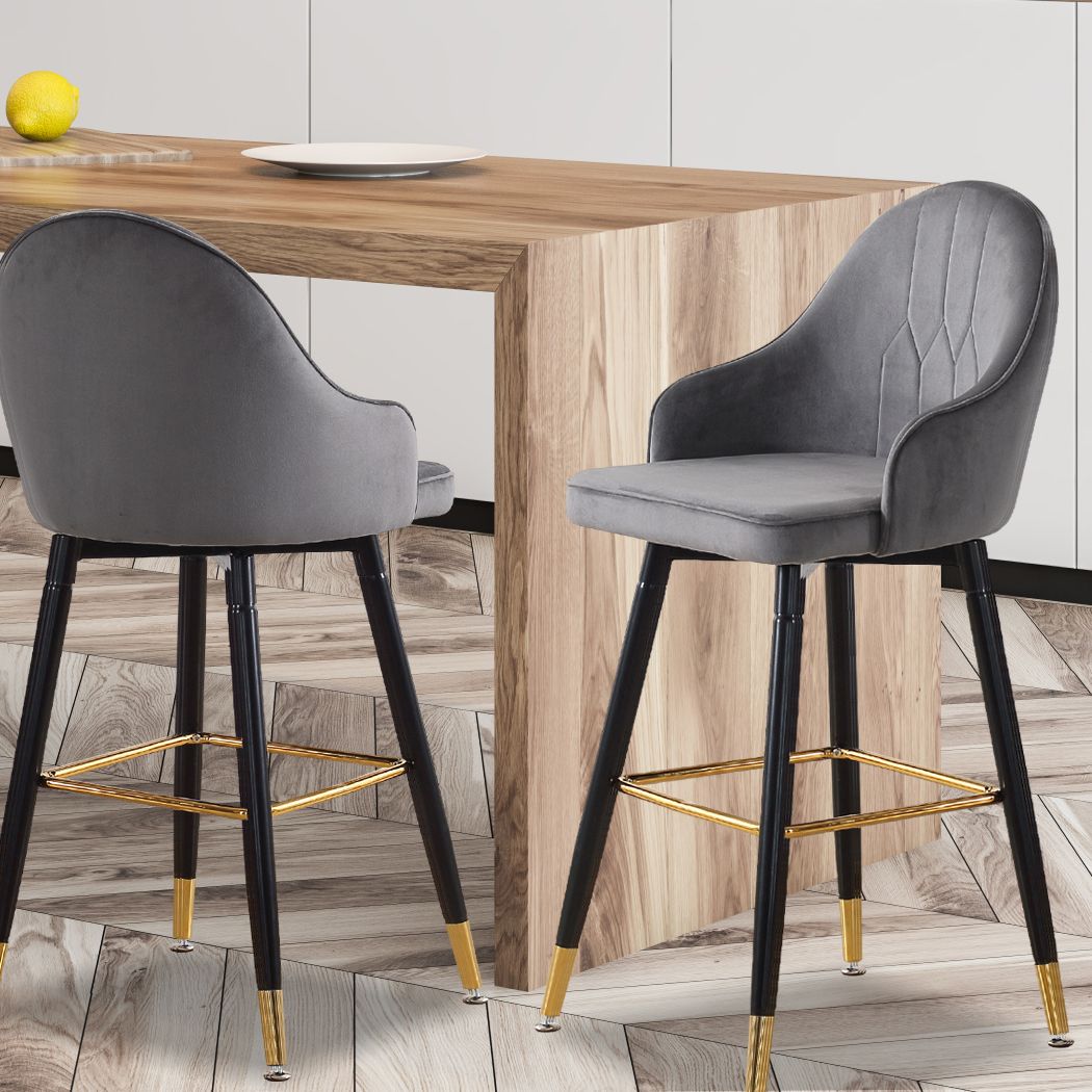 VINTAGE GREY SWIVEL BAR STOOLS - SET OF 2