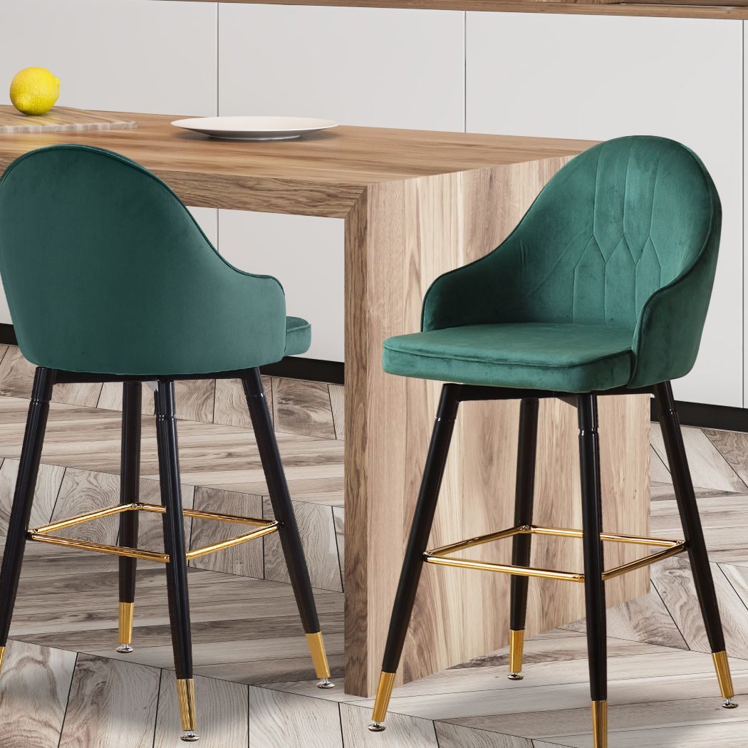 VINTAGE GREEN SWIVEL BAR STOOLS - SET OF 2