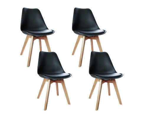 PADDED DINING CHAIR BLACK - SET OF 4