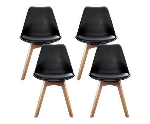 PADDED DINING CHAIR BLACK - SET OF 4