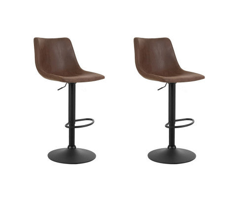 SET OF 2 BAR STOOLS GAS LIFT - BROWN