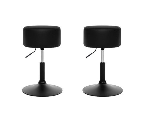 SET OF 2 PU GAS LIFT STOOLS - BLACK