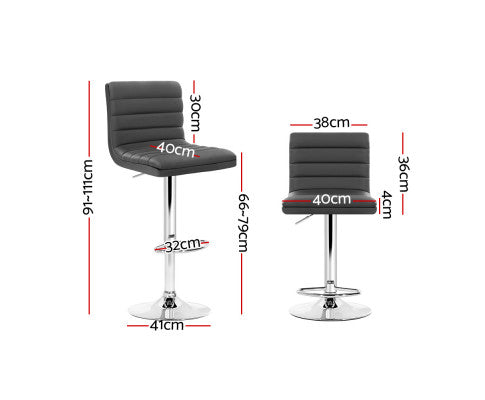 SET OF 2 PU PADDED BAR STOOLS - GREY