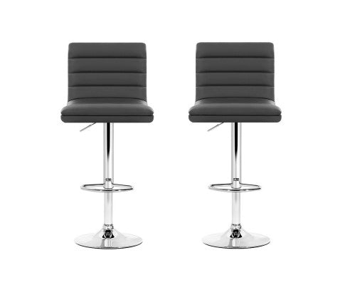 SET OF 2 PU PADDED BAR STOOLS - GREY