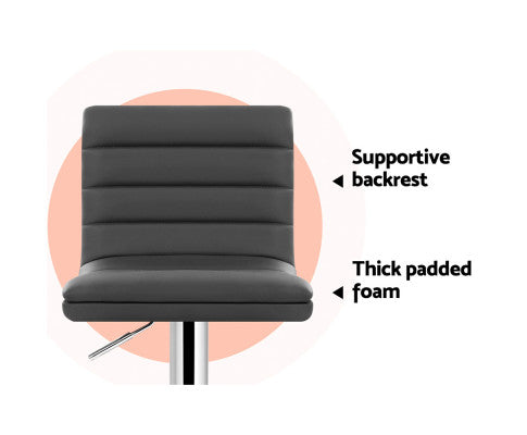 SET OF 2 PU PADDED BAR STOOLS - GREY